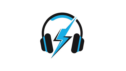 Headphones with a lightning bolt symbol on a white background