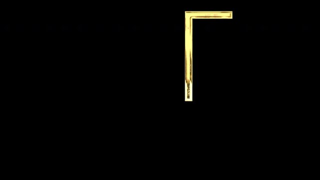 Gold opening corner brackets, light reflecting and patterns shifting, alpha channel