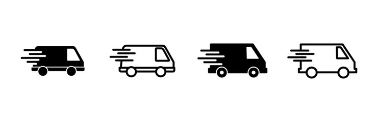 Fast shipping delivery truck icon set. Delivery truck icon. fast delivery icon