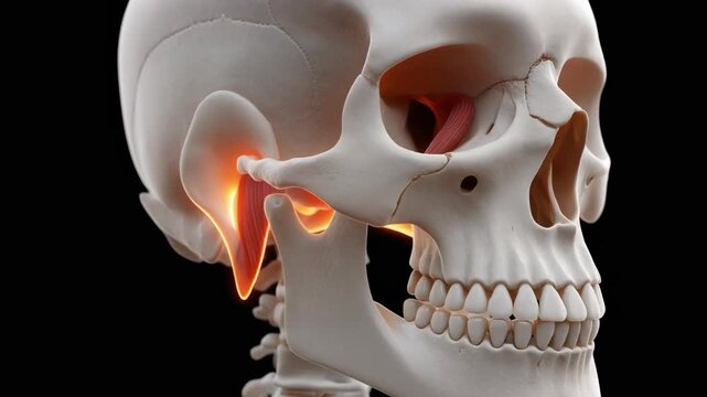 Medical Animation: Human Skull Anatomy, Temporomandibular Joint (TMJ) and Styloid Process