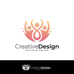 Charity logo with people care design community, social logos