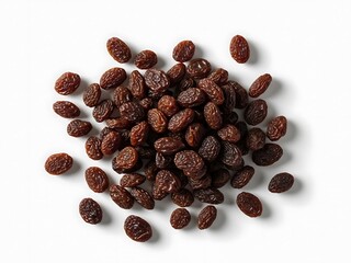 Obraz premium A Heap of Dehydrated Raisins Displayed on a Clean White Surface