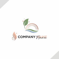 Fototapeta premium Elegant Company Logo Design with Leaf and Rainbow Elements.