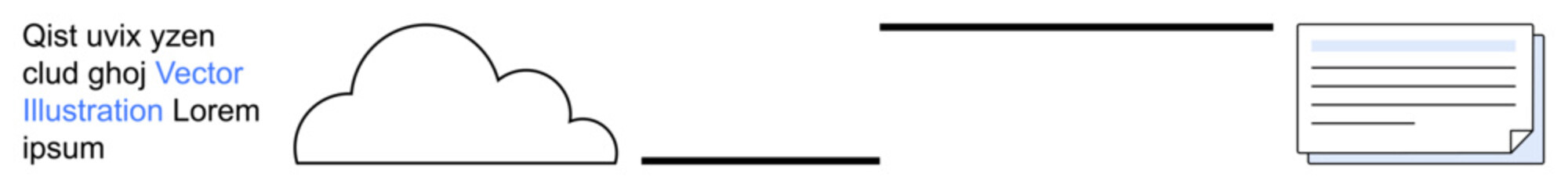 Cloud storage, data sharing, file transfer, online documentation, backup, teamwork. A cloud connected to a document by a line. Cloud storage and data sharing concept
