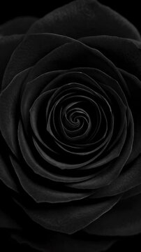 Close Up Of A Black Rose With Dew Drops On Petals