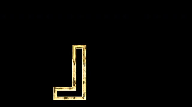 Gold closing double corner brackets, light reflecting and patterns shifting, alpha channel