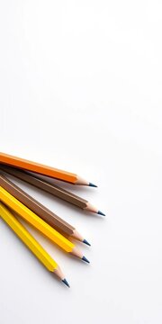 A collection of brand new, unsharpened pencils resting on a clean white surface, awaiting their first use,  learning supplies,  fresh