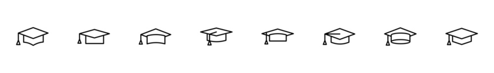 Education icon vector isolated on white background. Graduation cap icon. Graduate. Students cap