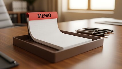 Elegant memo pad on the desk with smooth pens alongside in the office