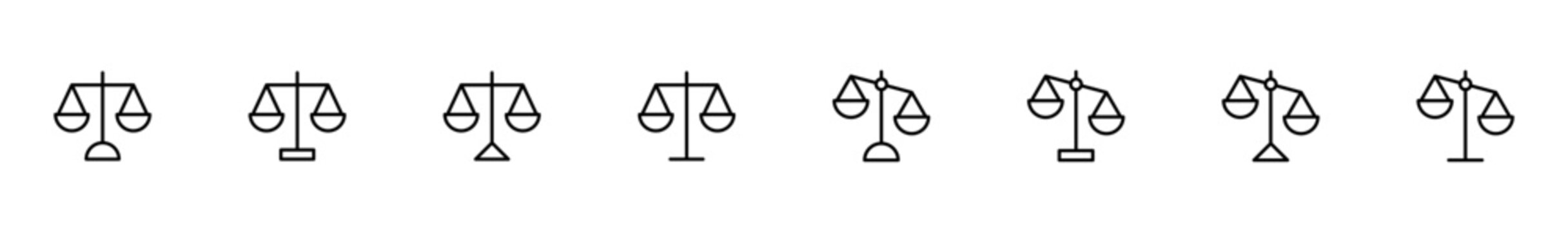 Scales icon vector isolated on white background . Law scale icon. Justice sign