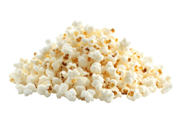 Freshly popped pile of popcorn, perfect for cinema or movie night