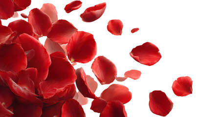 Falling Red rose petals on a transparent background.Vector illustration