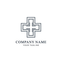 Obraz premium Modern Geometric Medical Cross Logo Design.