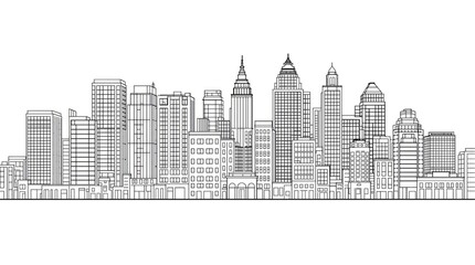 Obraz premium City Skyline Line Art Illustration