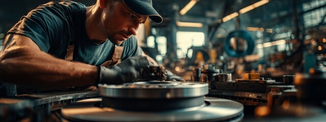 Mechanic Focusing on Brake System Repair and Maintenance in a Well-Equipped Garage Environment