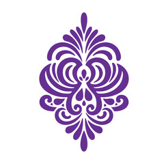 Purple ornate floral design element with swirling patterns and shapes  decorative motif