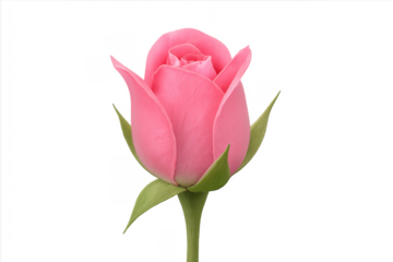 Pink rose bud opening displaying delicate petals