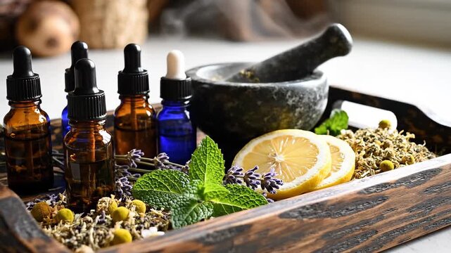 Herbal remedies and essential oils for natural wellness and aromatherapy.