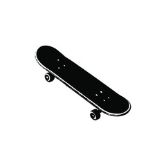 Black and white illustration of a skateboard, vintage retro style vector design