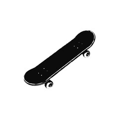 Black and white illustration of a skateboard, vintage retro style vector design
