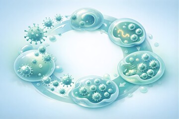 Obraz premium Complete Virus Life Cycle – Conceptual Medical Illustration 