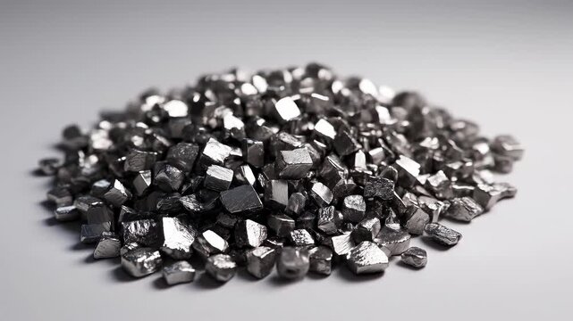 Crushed metal granules being analyzed for recycling processes