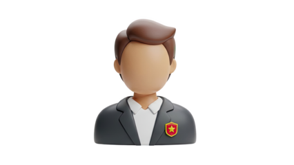 3D Avatar of a Man in a Suit with a Badge