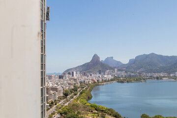 view of the rodrigo de freitas lagoon in rio de janeiro.