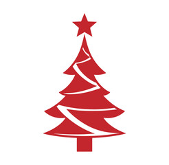 Obraz premium Red Christmas tree with star on top isolated on white background