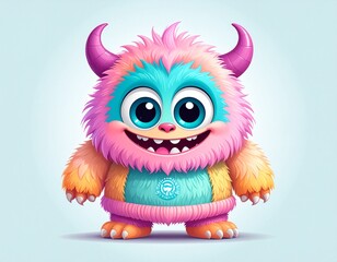 Pink Monster Character Wearing Sweater 3D Illustration