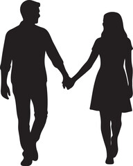 Couple walking hand in hand Vector, illustration
