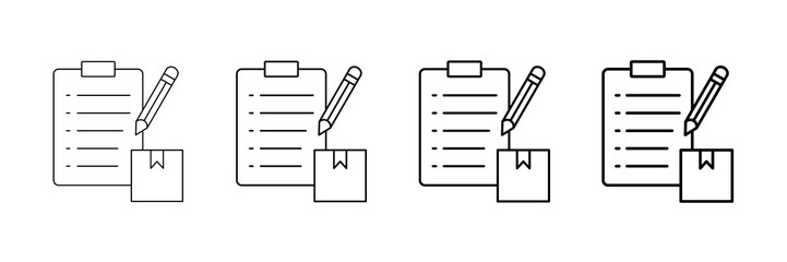 Fototapeta premium Order Sheet Icons Vector Set In Different Stroke Line Style