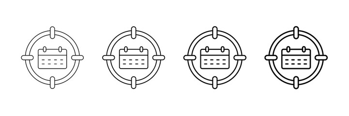 Weekly Goals Icons Vector Set In Different Stroke Line Style