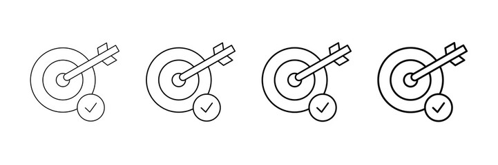 Target Hit Icons Vector Set In Different Stroke Line Style