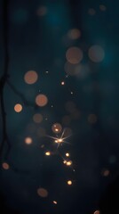A tight close-up shot in a strong, moody style, depicting sparkles in a mystic, enchanting environment with gentle color contrasts and a dreamlike atmosphere. Vertical, standing image.