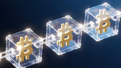 A Chain of Glass Blocks Representing Blockchain Technology