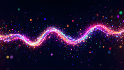 Colorful 3D Sound Waves on a Dark Background