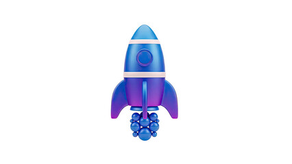 3D Blue and Purple Rocket Launching with Blue Spheres