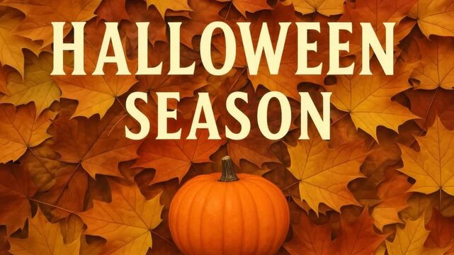 Halloween Season with Pumpkin and Autumn Leaves