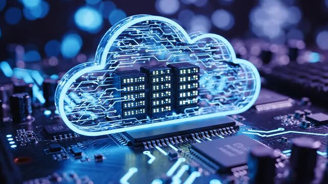 Abstract Digital Cloud Computing Technology Concept with Circuits.
