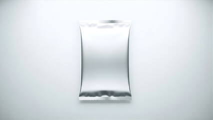 Shiny silver foil package isolated on white background