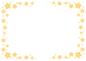 金のグリッターテクスチャの桜のフレーム-白背景