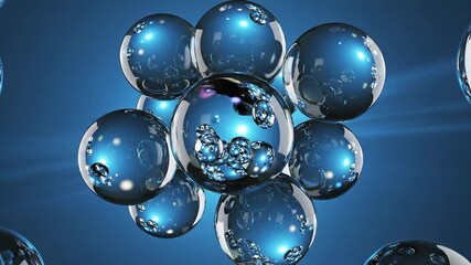 Dynamic visualization of interconnected blue spheres forming a complex molecular structure representing advanced scientific research nanotechnology or digital data networks in a futuristic abstract e. - Powered by Adobe