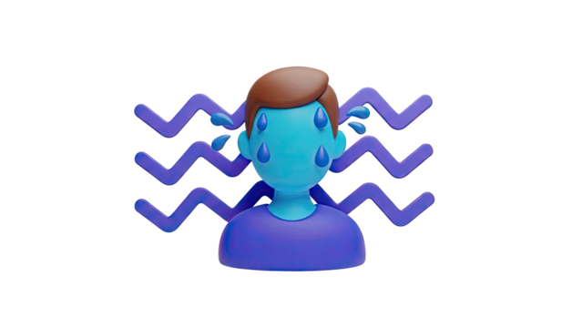 3D Sad cartoon character crying with water waves on transparent background - Powered by Adobe
