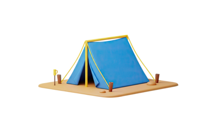 3D Blue Tent with Camping Accessories