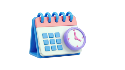 3D Cartoon Calendar and Clock Icon