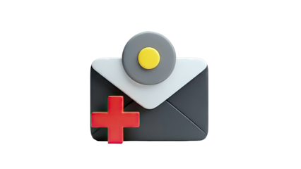 3D Email Icon with Plus Sign