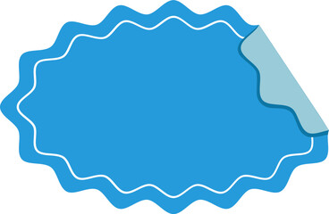 Blue scalloped oval sticker label