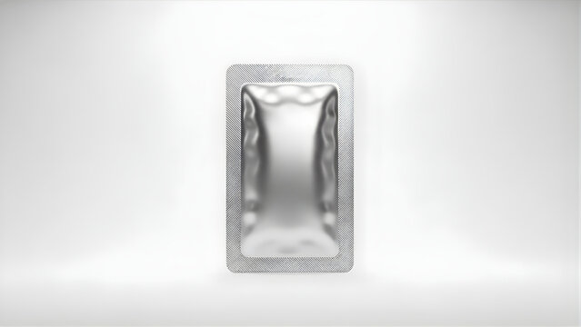 Reflective silver pouch isolated on white background