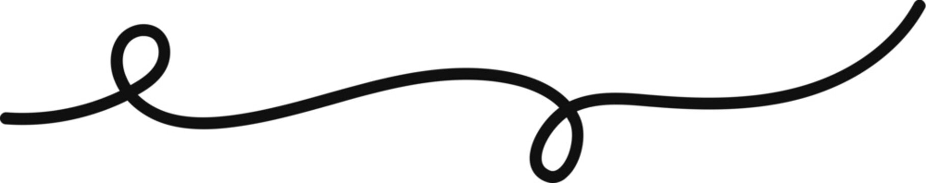 Black hand drawn curly line